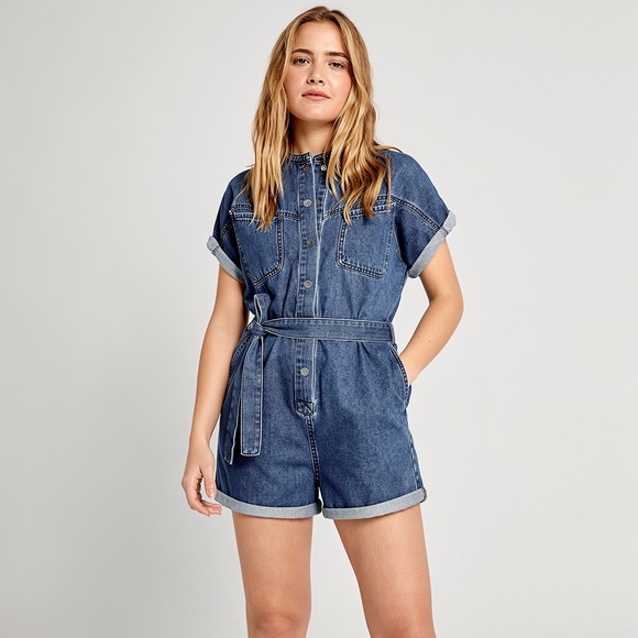 Frank & Oak Pants - 💙 Frank & Oak Good Cotton Denim Romper in Blue 💙